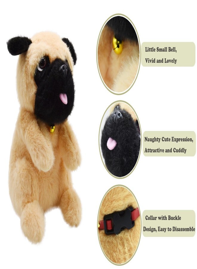 YONLIT Adorable Pug Stuffed Animal Ultra Soft and Squishy Little Puppy Dog Plushies with Tiny Pink Tongue Peeking Out Lovely Gifts for Kids Birthday or Dog Lovers 9 Inches (Pug) - Image 2